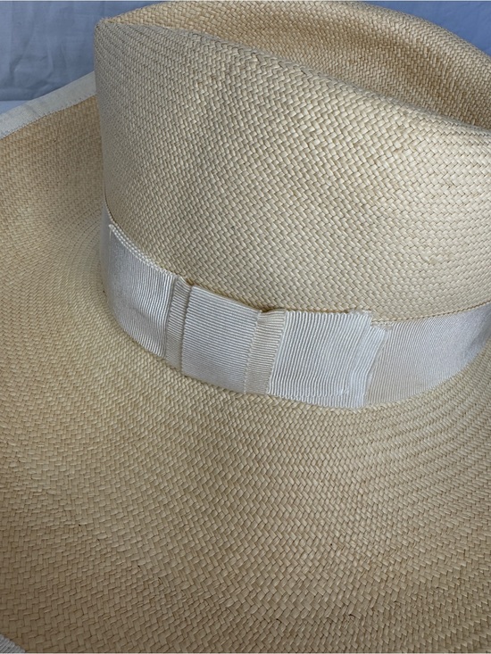 100% Capri Classic Wide-Brim Straw Hat with Ribbon - Cream main image 9